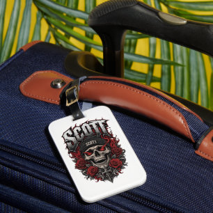 Scott Gothic Skull Personalized Name Design Luggage Tag