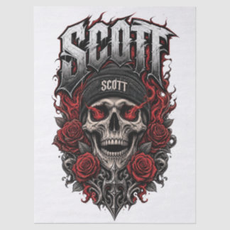 Scott Gothic Skull Personalized Name Design Tissue Paper