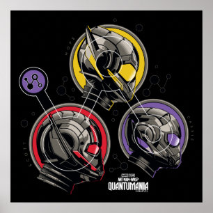 Scott, Hope, & Cassie Pym Particle Helmet Graphic Poster