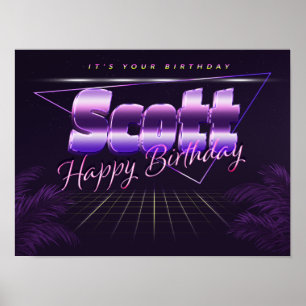 Scott Name Vorname lila retro Poster Geburtstag