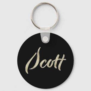 Scott Name whitegold Button Schlüsselanhänger Keychain