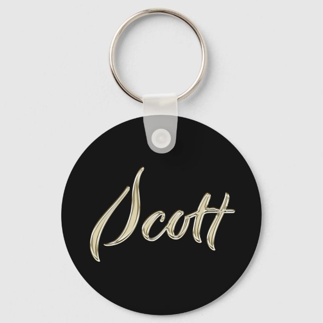 Scott Name whitegold Button Schlüsselanhänger Keychain (Front)