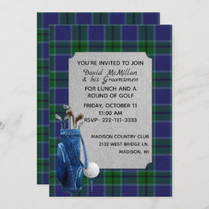 Scott Plaid Groom's Golf Party Invitation