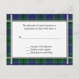 Scott Plaid Wedding RSVP Card