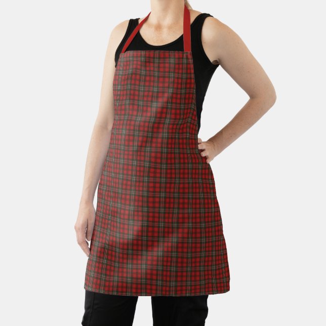 Scott Red Weathered Original Scottish Tartan Apron (Insitu)