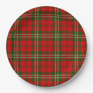 Scott tartan red green plaid paper plate