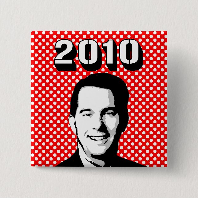 Scott Walker 2010 2 Inch Square Button (Front)