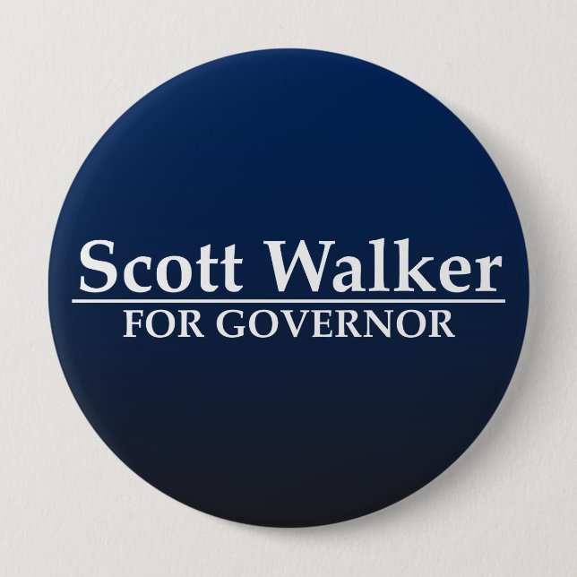 Scott Walker for Governor 4 Inch Round Button (Front)
