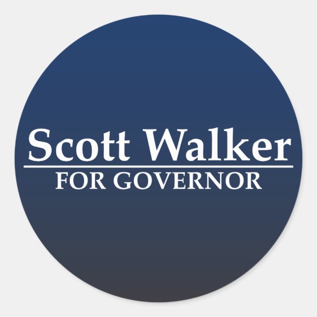 Scott Walker for Governor Classic Round Sticker (Front)