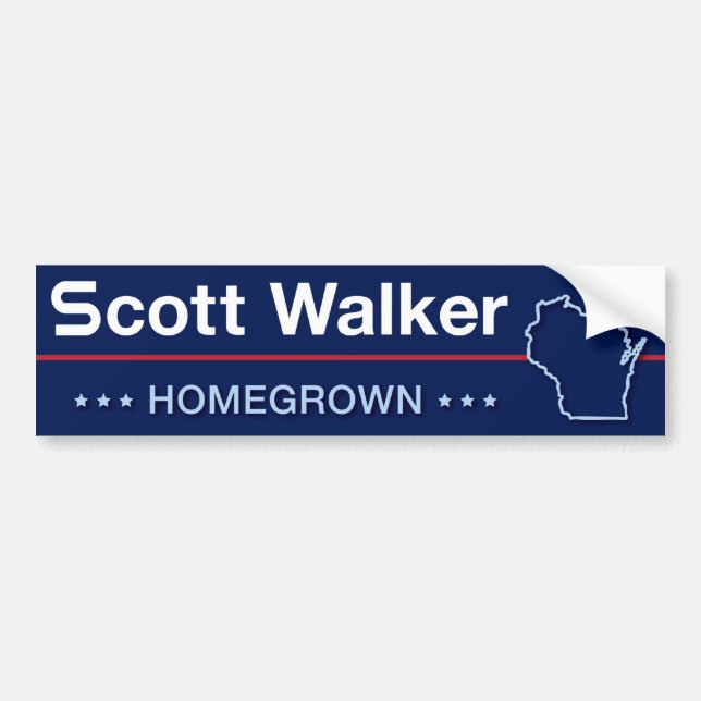 Scott Walker Homegrown in Wisconsin Bumper Sticker (Front)