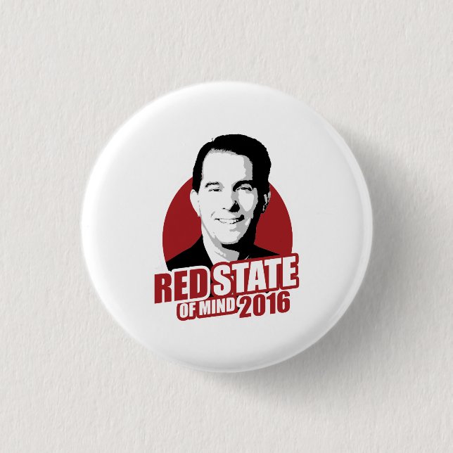 Scott Walker Red State of Mind 2016 1 Inch Round Button (Front)
