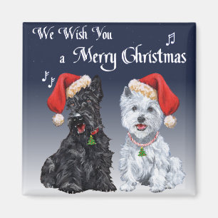 Scottie and Westie Caroling Magnet