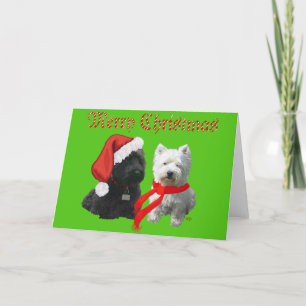 Scottie and Westie Merry Christmas Holiday Card