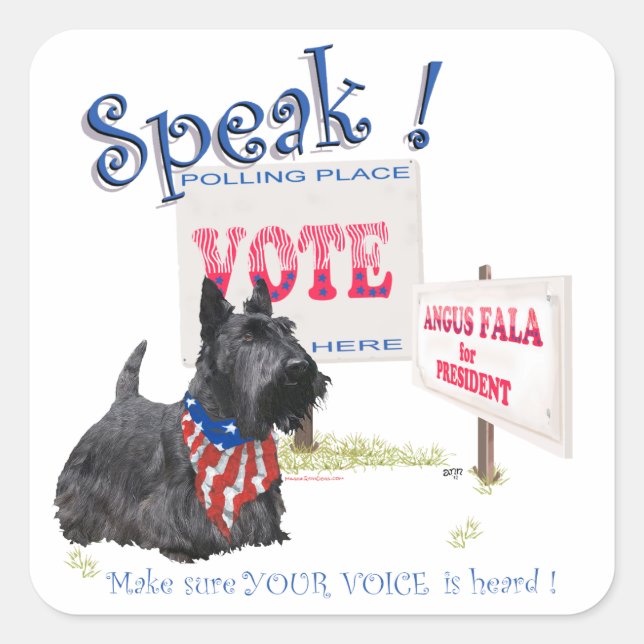 Scottie Angus Fala for President Square Sticker (Front)