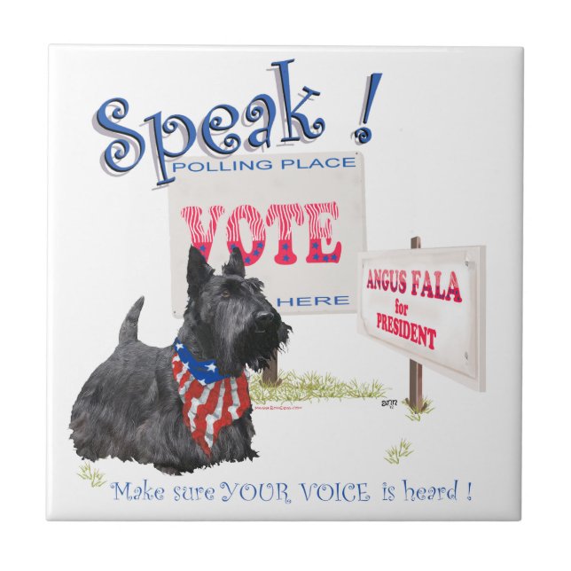 Scottie Angus Fala for President Tile (Front)