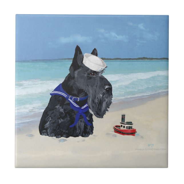 Scottie at the Beach Tile (Front)
