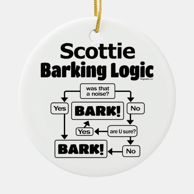 Scottie Barking Logic Ceramic Ornament (Front)