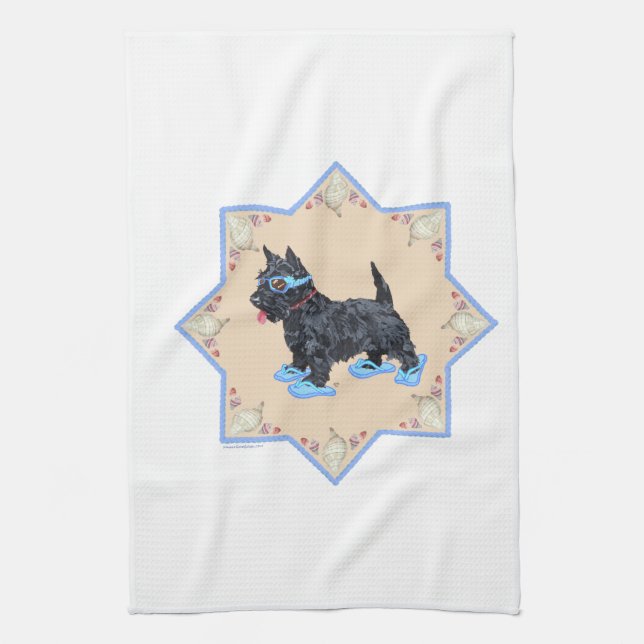 Scottie Blue FlipFlops Kitchen Towel (Vertical)