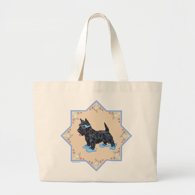 Scottie Blue FlipFlops Large Tote Bag (Front)