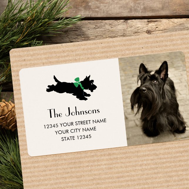 Scottie Chien Christmas Green Bow Adresse de retou (Créateur téléchargé)