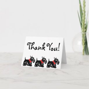 Scottie Chiens avec Red Bows Merci Carte de note