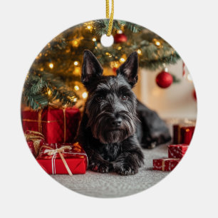 Scottie Christmas Ceramic Ornament