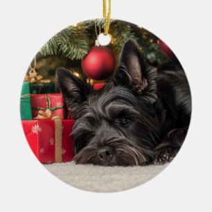 Scottie Christmas Ceramic Ornament