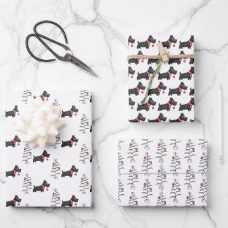 Scottie Christmas Wrapping Paper Sheet