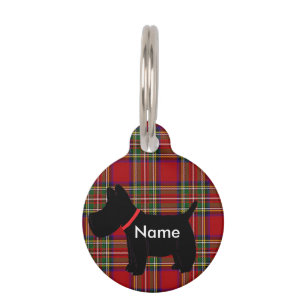 Scottie Dark Red Tartan Pet Tag