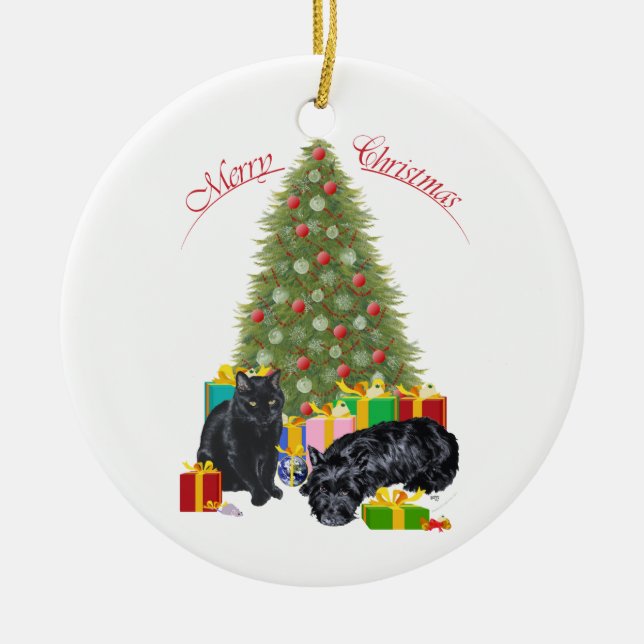 Scottie Dog and Kitty Ornament (Front)
