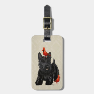 Scottie Dog and Red Birds Luggage Tag