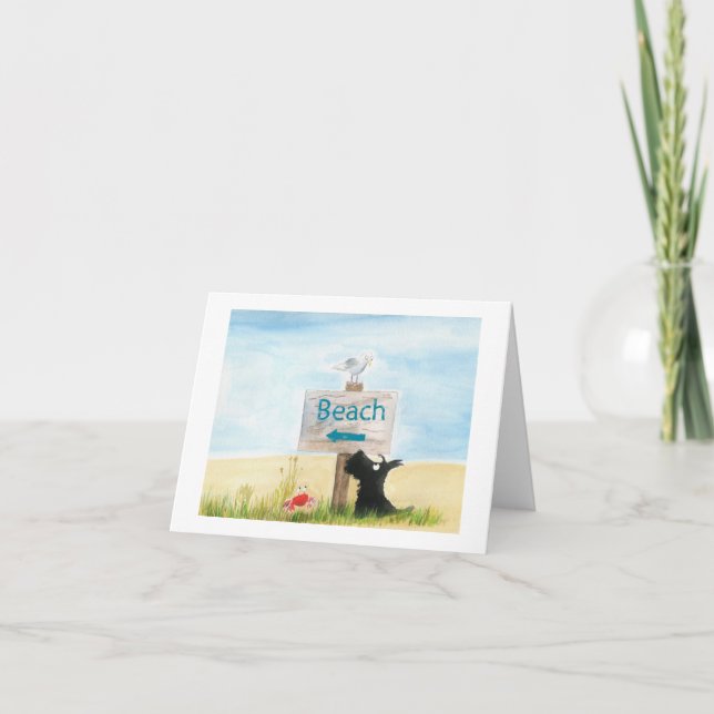 Scottie Dog 'Beach' Greeting Card (Front)