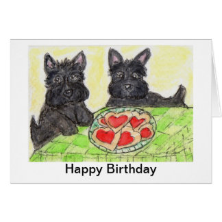Scottie dog birthday card art Scottish terrier