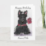 Scottie Dog Birthday card friend wife girlfriend<br><div class="desc">I have created this lovely cute westie card using my colorful artwork. It can be personalized on the front and inside to add your personal touch. Please take a look at my other items.</div>