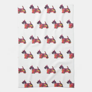 Scottie Dog Breed Geo Silhouette Multi Kitchen Towel