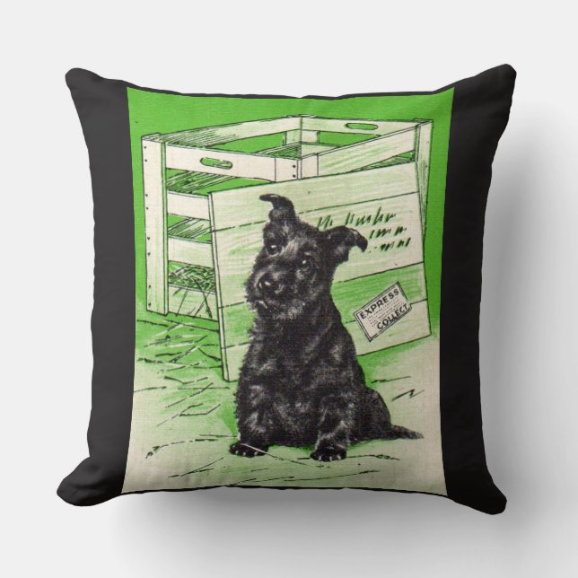 Scottie dog by special delivery throw pillow (Front)