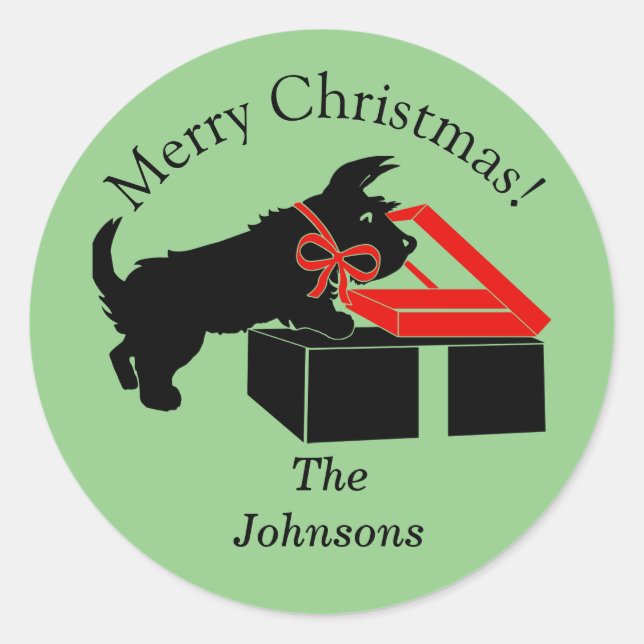 Scottie Dog Christmas Envelope Seals Stickers (Front)