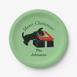 Scottie Dog Christmas Personalized Paper Plates