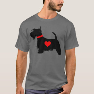Scottie dog heart men's dark T-shirt