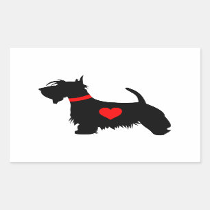 Scottie dog heart rectangular sticker