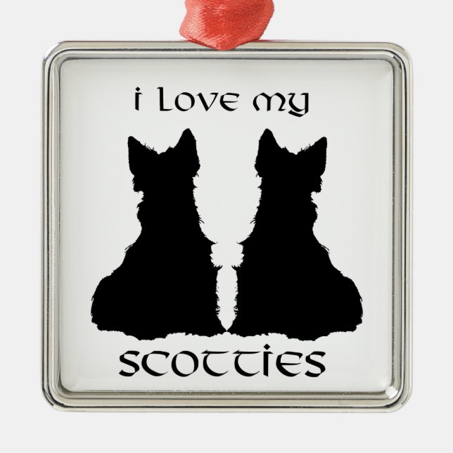 Scottie Dog Love Silhouettes Ornament (Front)