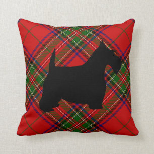 Scottie Dog on Plaid Throw Pillow