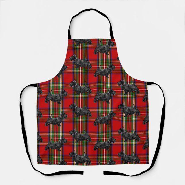 Scottie Dog on Red Scottish Tartan Apron (Front)