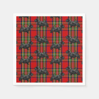 Scottie Dog on Red Scottish Tartan