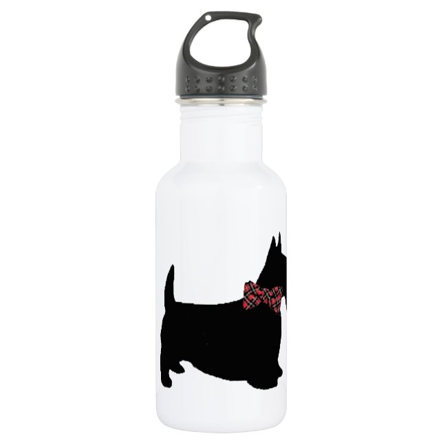 Scottie Dog Plaid Bow Tie 532 Ml Water Bottle (Front)