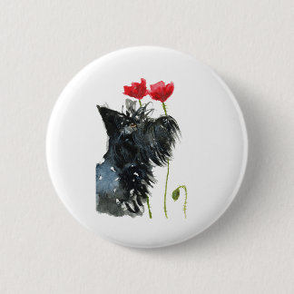 Scottie Dog 'Poppies' 2 Inch Round Button