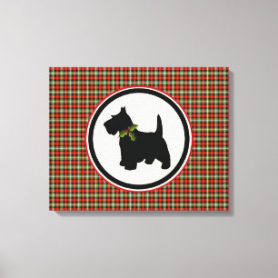 Scottie Dog Scotch Plaid Christmas Holiday Dog Canvas Print