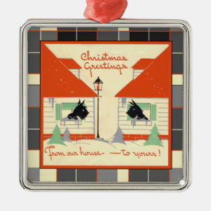 Scottie Dog, Scottish Terrier Merry Christmas Metal Ornament