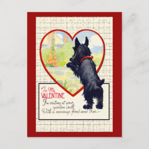 Scottie dog Valentine Scottish Terrier Holiday Postcard
