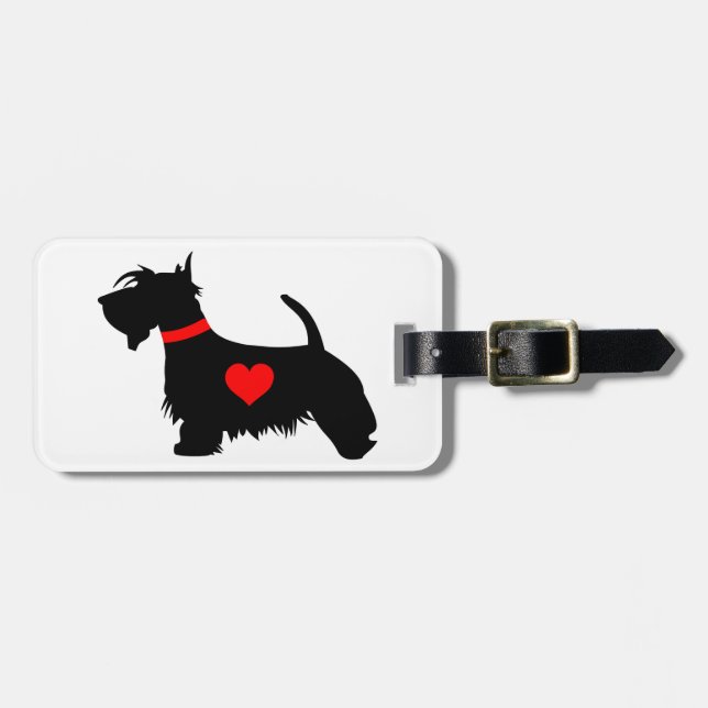 Scottie dog with heart luggage tag (Front Horizontal)